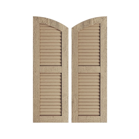 Timberthane Rough Sawn 2 Equal Louver W/Elliptical Top Faux Wood Shutters, 18Wx56H (50 Low Side)